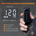 Close-up of Anoutway AS210 Pro LED screen showing real-time tire pressure