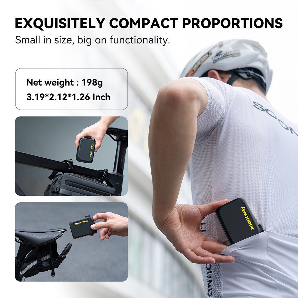 Pocket-sized Anoutway AT1 Max e-pump with Presta and Schrader nozzle