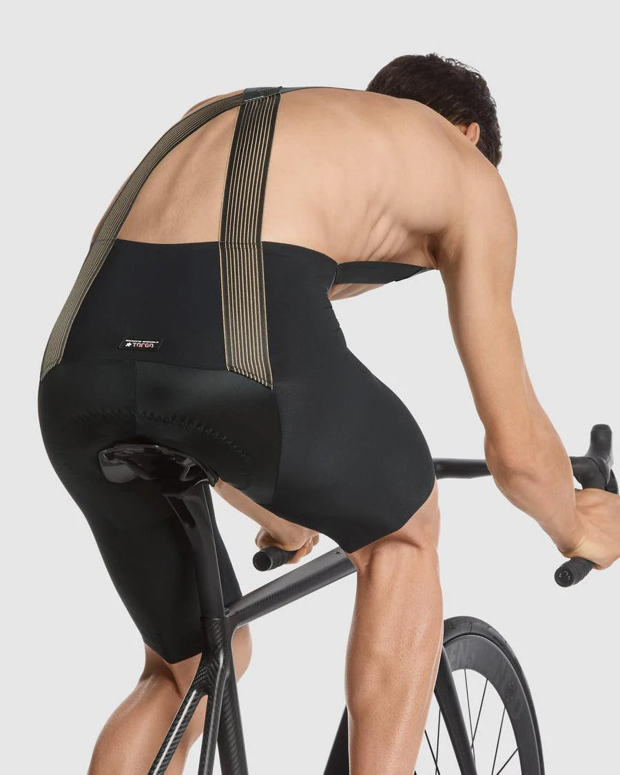 ASSOS black bib shorts with compressive aero fit