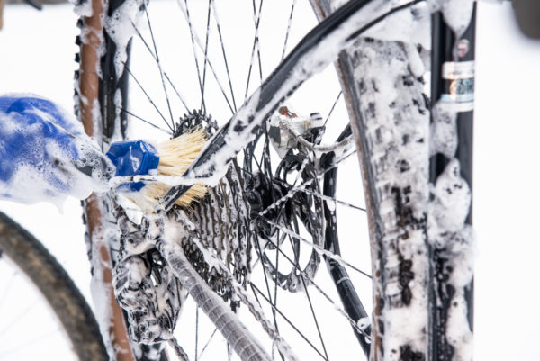 Park Tool BCB-5 soapy brush with Tampico bristles for effective bike cleaning.