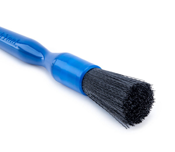 The long, slender bottle brush from the Park Tool BCB-5 set, ideal for reaching inside tubes and crevices of a bicycle frame.