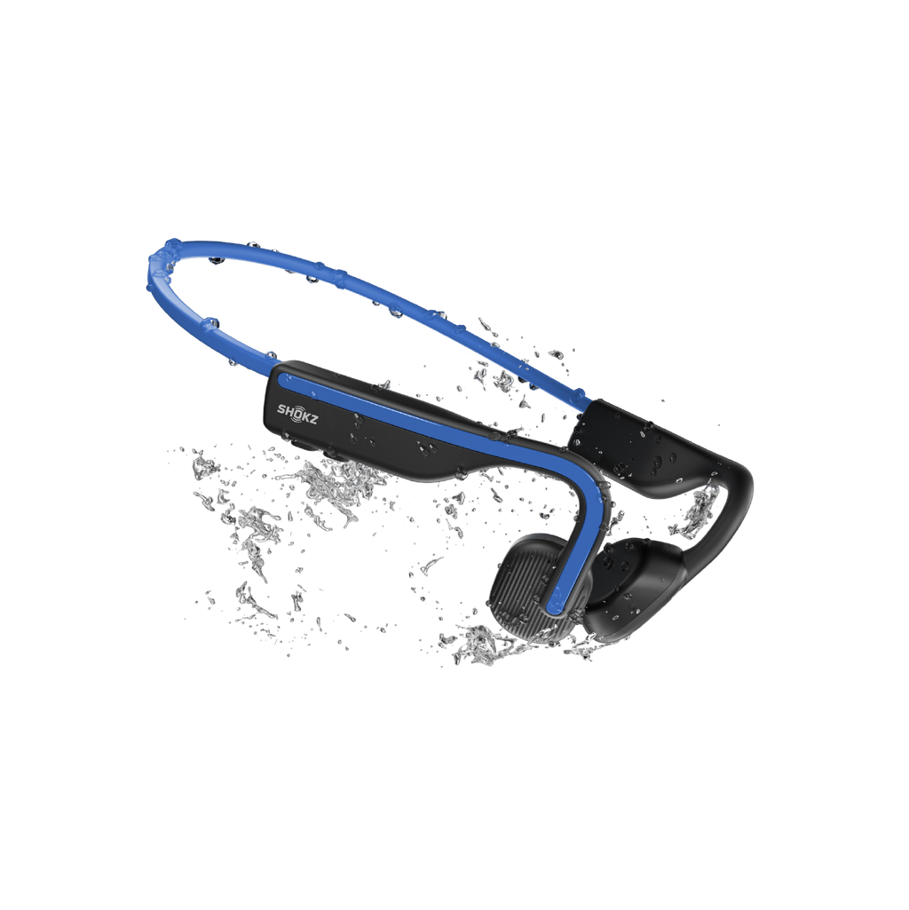 Shokz OpenMove Blue open-ear headphones shown from an alternate angle.