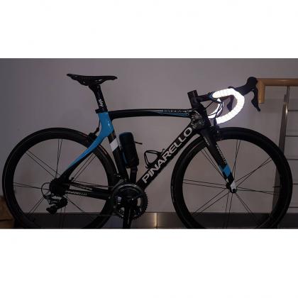 A bike showcasing BTP Reflective Bartape in black and square design