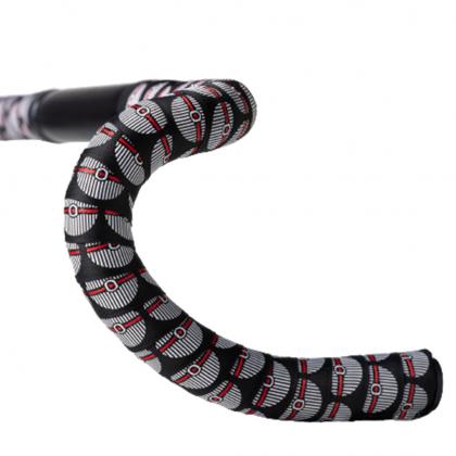 Angled close-up of the bar tape’s detailed woven pattern, ensuring vibration absorption and a sleek look.