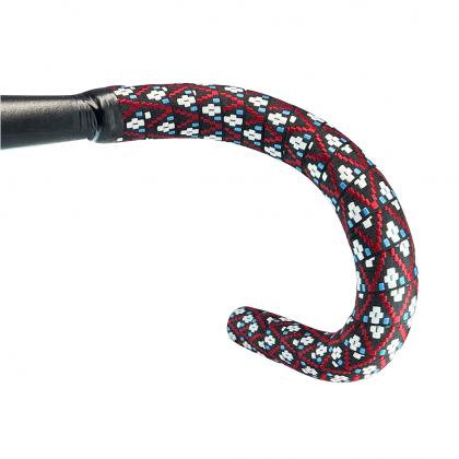BTP Woven Bartape - Digi Path wrapped on handlebars, providing a secure, comfortable grip with a distinctive patterned finish.