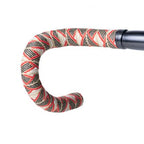 bike handlebar tape featuring a striped seat and handlebar, wrapped in BTP Bartape-Red/Black