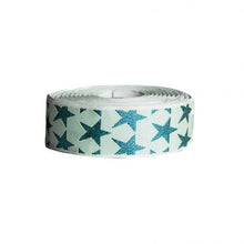 Bicycle handle featuring a blue and white   BTP Woven Bartape Star Aqua
