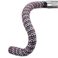  Bicycle handle featuring a red, white, and blue patterned bartape labeled BTP Woven Bartape-KLD White/Blue/Red
