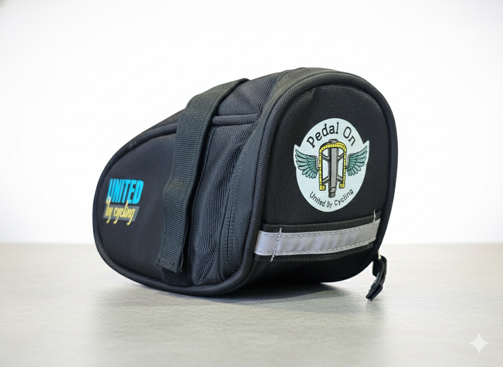 Compact bike saddle bag with YKK zipper and reflective bands