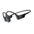 Shokz OpenRun Black bone conduction headphones, front product shot on white background.