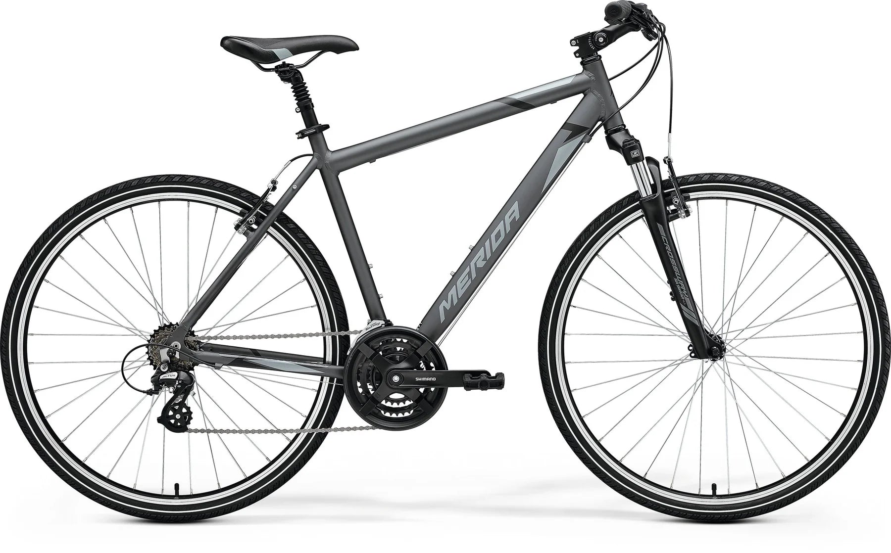 Shop Merida Crossway 10 V - Dark Silver Hybrid Bike