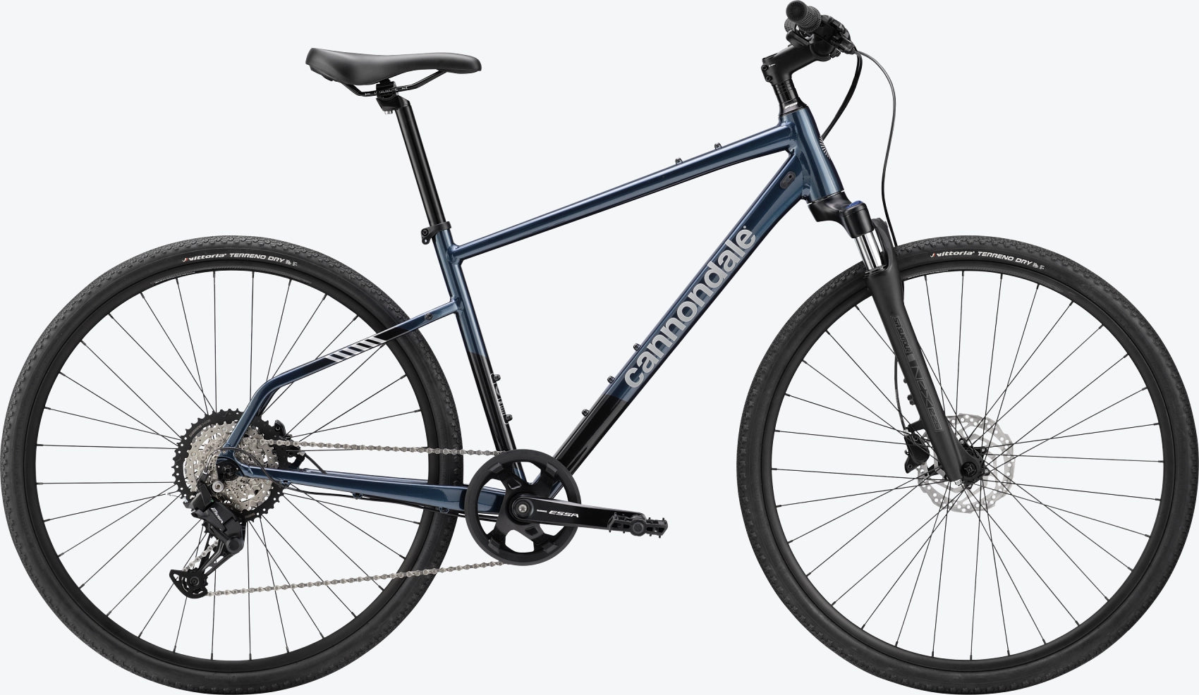 Side profile of Cannondale Quick CX 3 Tungsten Blue bicycle
