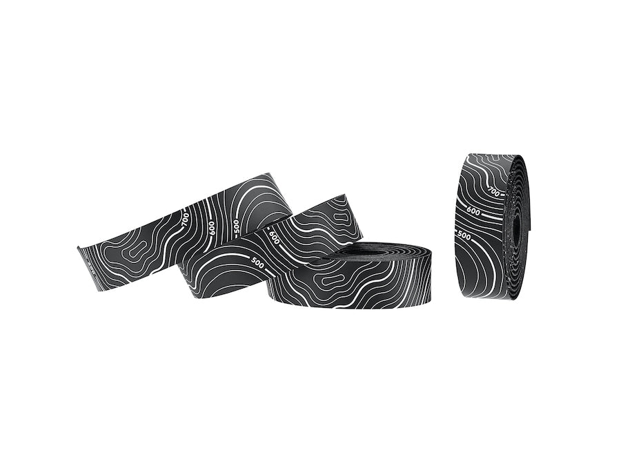 Detailed shot of Minimalism TOPO pattern on high-density foam white cycling tape.