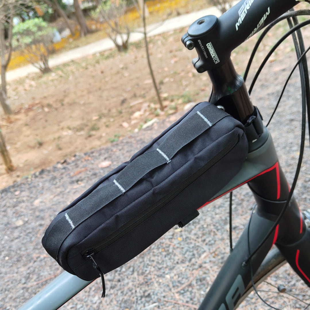 bike top tube bag for tools snacks and mini pump