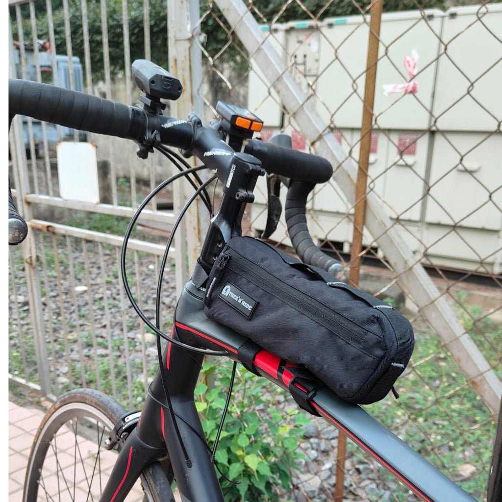 Trek N Ride compact top tube bag mounted on bicycle