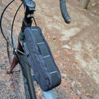 small cycling frame bag with zippered compartments