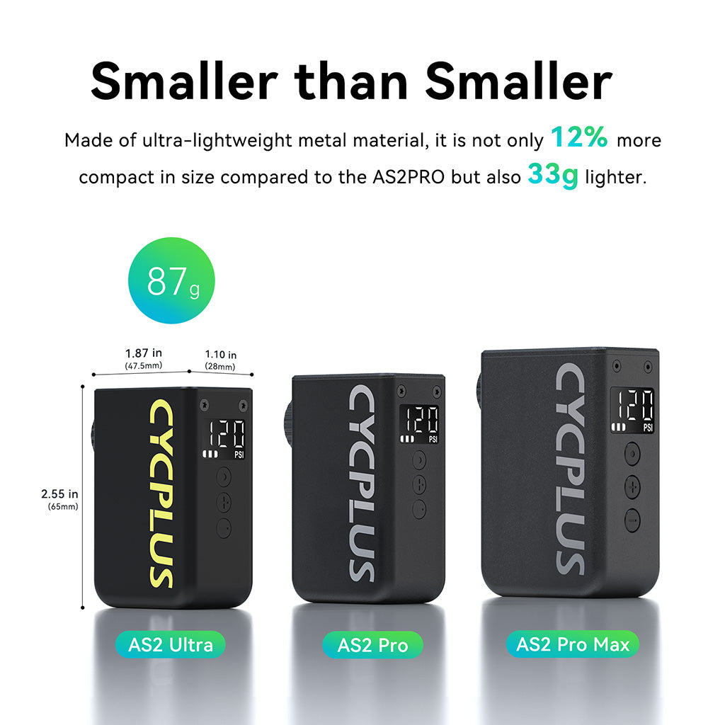 Side view of Cycplus AS2 Ultra ultra-lightweight bike pump design