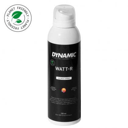 Close-up of Dynamic Watt-R-Cooling Mist Spray 150ml, emphasizing its fine mist for rapid body temperature reduction during rides.

