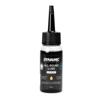Dynamic All Round Lube Alpcross 50ml bottle, an all-weather bicycle chain lubricant for smooth drivetrain performance.