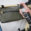 Dynamic waterproof spray for bikepacking accessories and sports gear