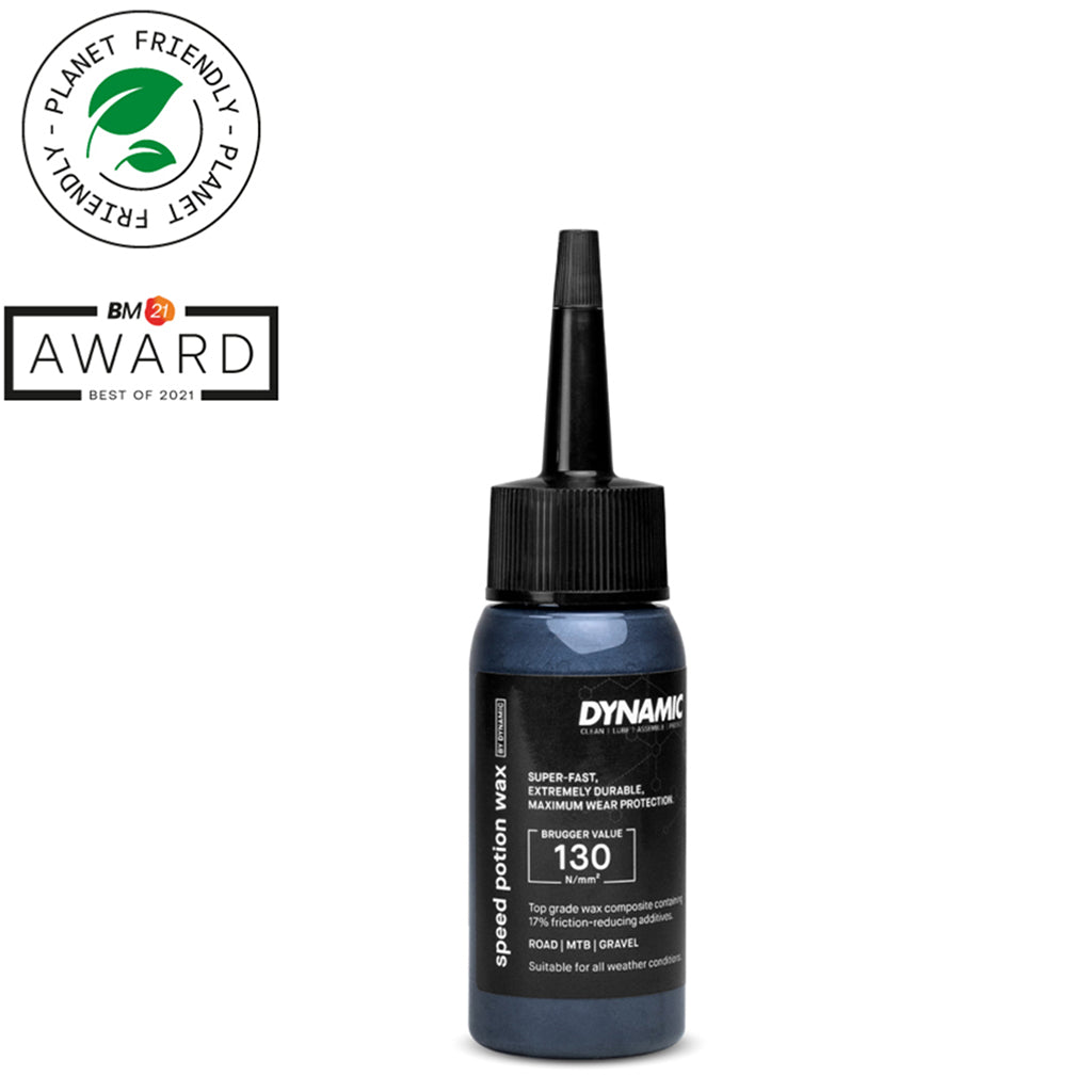 The Dynamic Speed Potion Wax bottle is ideal for riders seeking top-level racing chain treatment.

