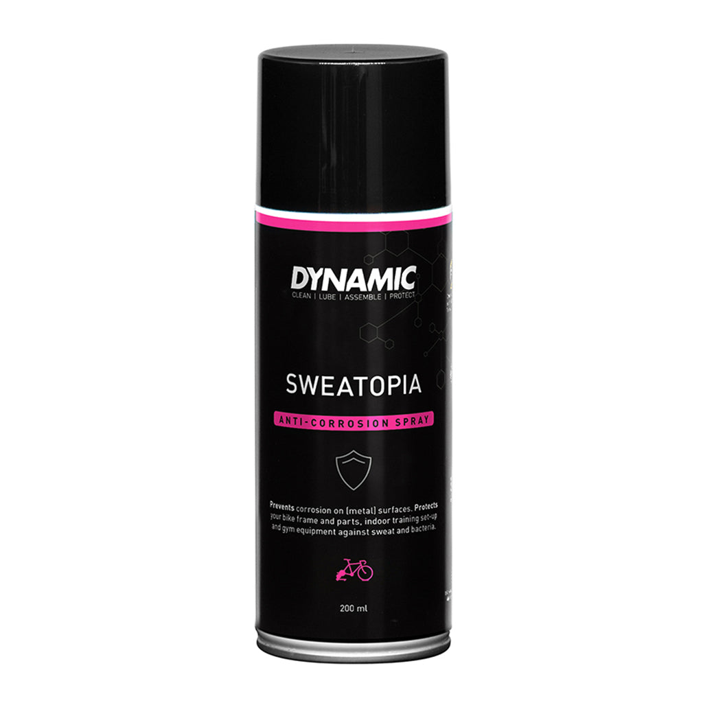 This image shows the 200ml can of Dynamic Sweatopia, ideal for protecting indoor bikes from sweat and corrosion.