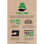 A brown paper bag featuring the phrase "1 million trees," promoting environmental awareness and sustainability