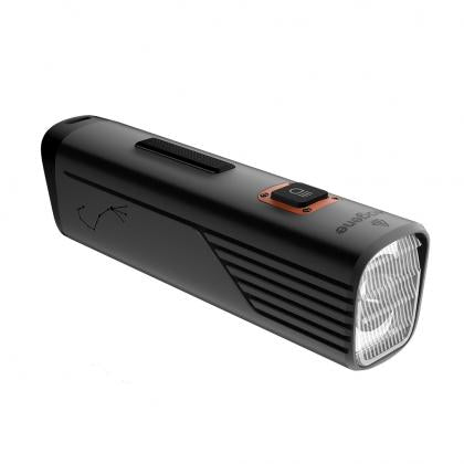 A stylish black and orange portable power bank, ideal for charging devices anywhere, with a focus on portability and efficiency