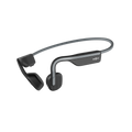 Shokz OpenMove Grey bone conduction headphones, front product shot on white background.