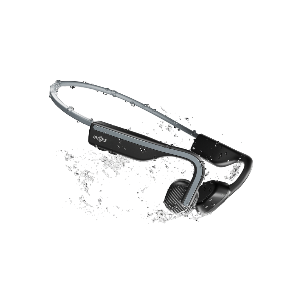 Shokz OpenMove Grey open-ear headphones shown from an alternate angle.