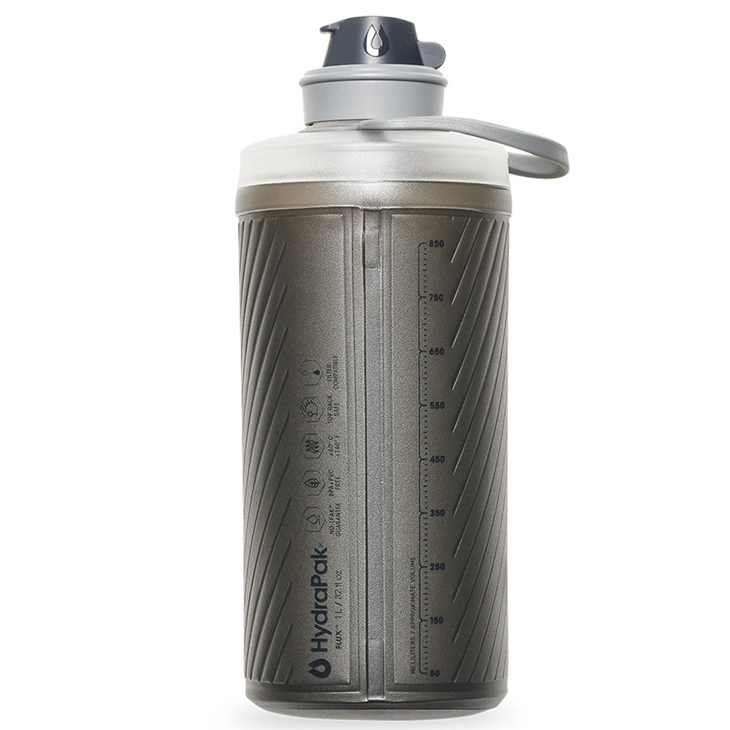Side view of Hydrapak 1L collapsible bottle – ideal for cycling and trekking

