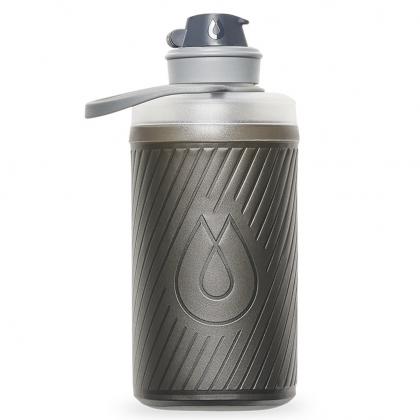Flexible Hydrapak 750ml bottle compressed for compact storage  ideal for trail running


