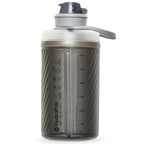 Side view of Hydrapak 750ml bottle standing upright  hard bottle feel, soft flask flexibility.

