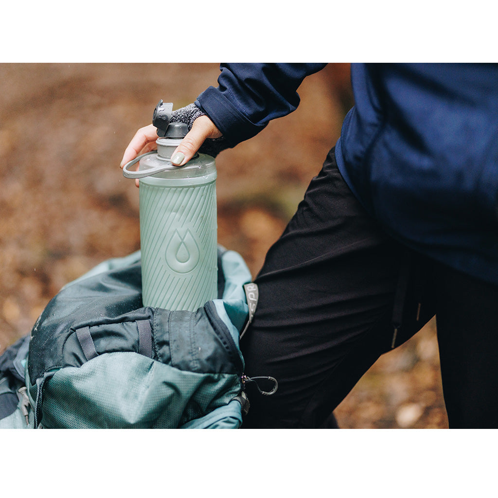Lightweight Hydrapak Flux 1L Sutro Green water bottle

