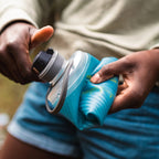 Blue Folded Hydrapak Flux Flexible Water Bottle
