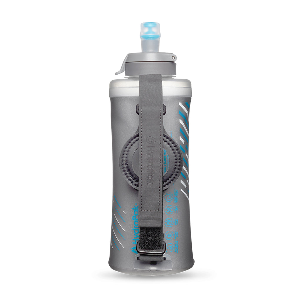 The Hydrapak Skyflask IT Speed 500ml in its folded state.