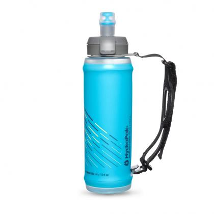 "Malibu Blue Hydrapak Skyflask Speed 350ml handheld bottle, showcasing its vibrant color."
