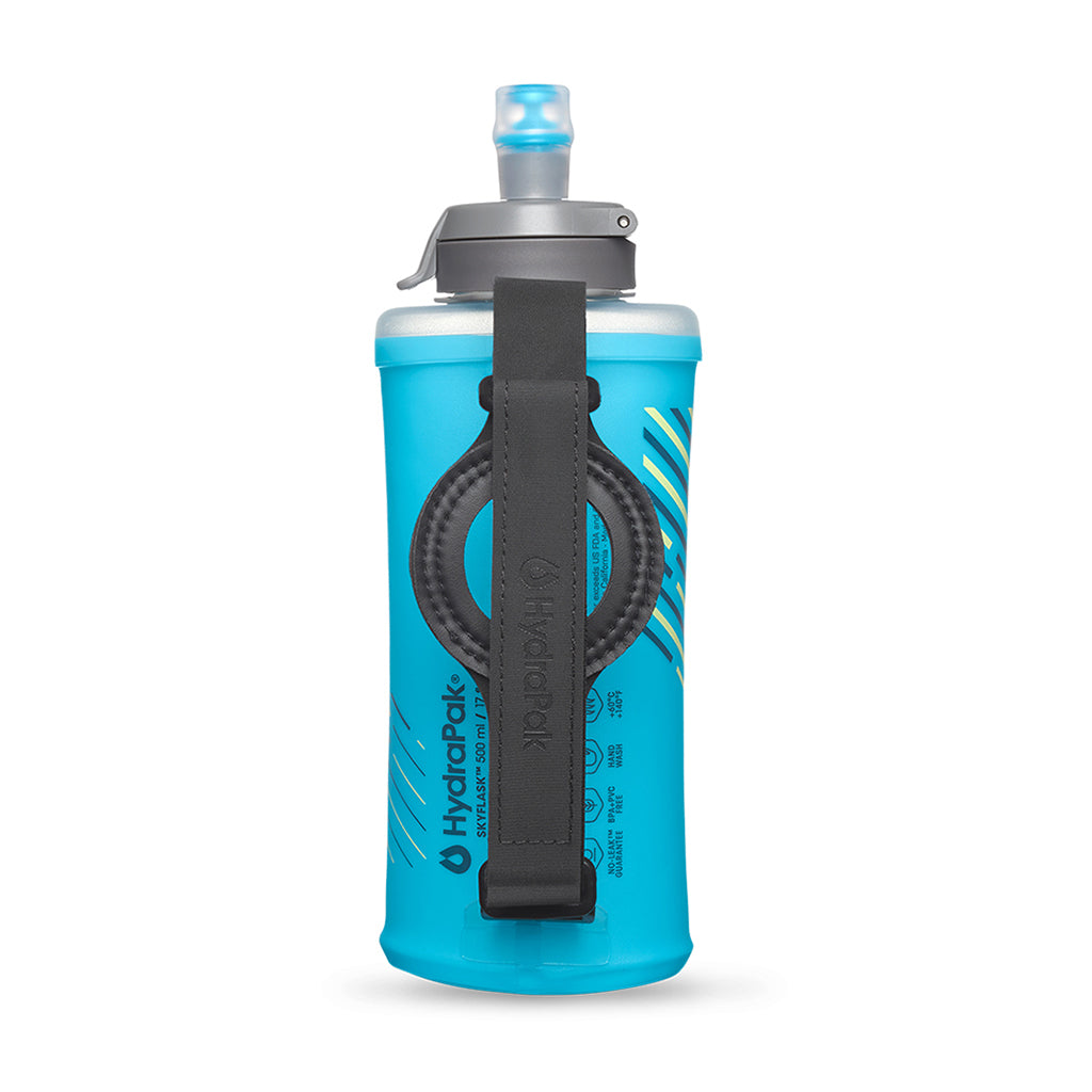 Malibu Blue Hydrapak Skyflask Speed 500ml with a secure handle and flexible design that molds to your hand