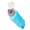 Close-up of the Hydrapak Softflask, showing the bite valve and foldable construction.