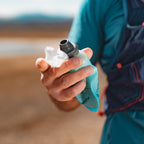 Malibu Blue Hydrapak Softflask (150ml): flexible for comfort, easy to carry, and with a striking blue appearance.