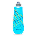 Stylish Malibu Blue Hydrapak Softflask (250ml) shown folded, highlighting its compact form and vibrant color.