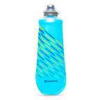 Stylish Malibu Blue Hydrapak Softflask (250ml) shown folded, highlighting its compact form and vibrant color.