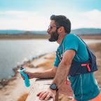 The sleek and vibrant Malibu Blue Hydrapak Softflask (250ml), the perfect hydration companion for all your adventures.