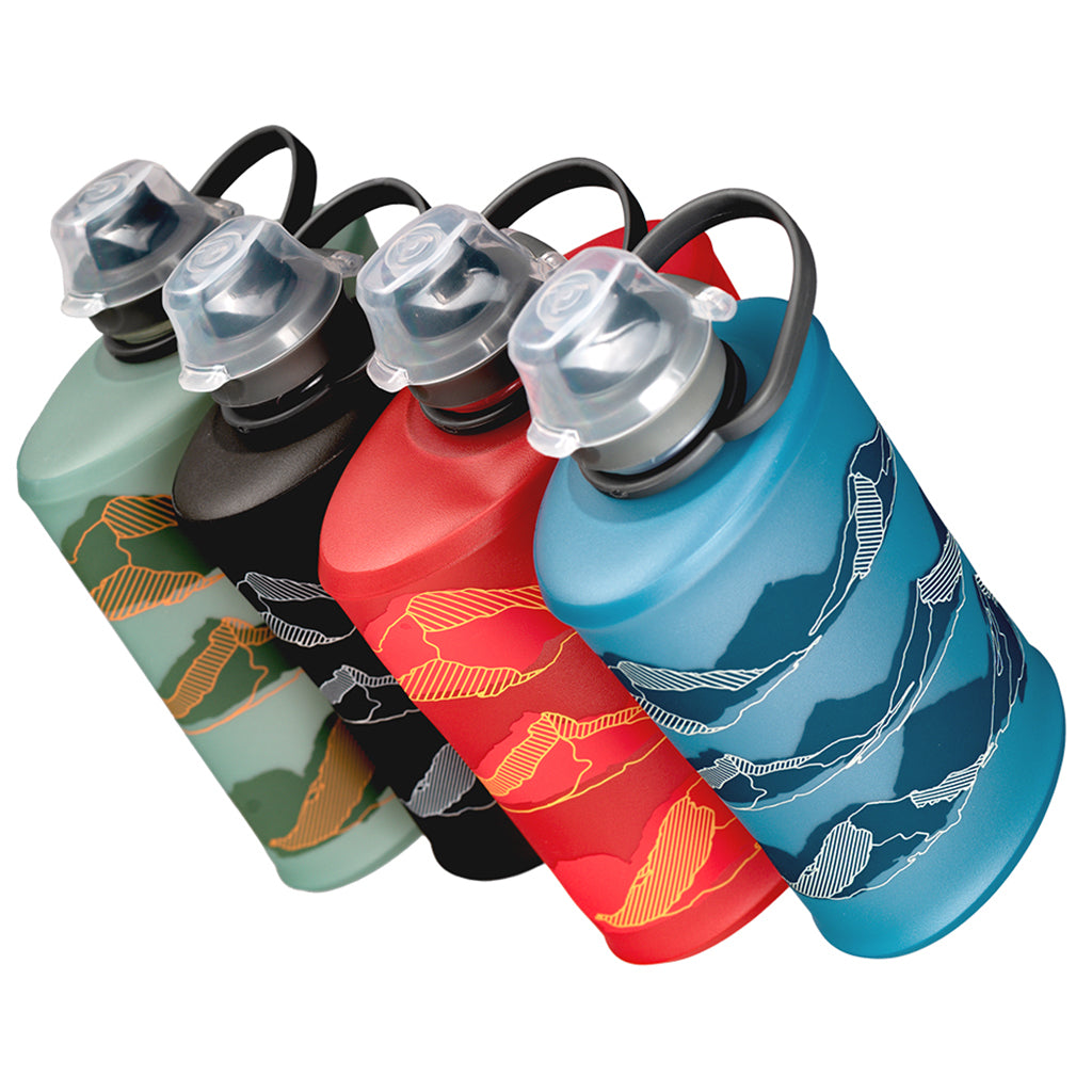 The Redwood Hydrapak Stow (350ml) alongside other color options, showcasing its stylish design.