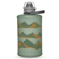 Sutro Green Hydrapak Stow Flexible Bottle, Mountain Edition, 350ml, showcasing its unique color and collapsible design.