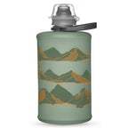 Sutro Green Hydrapak Stow Flexible Bottle, Mountain Edition, 350ml, showcasing its unique color and collapsible design.