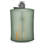 Flexible Sutro Green Hydrapak Stow 1 Liter bottle, with visible measurement markings along the side.