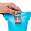 The distinctively smooth inner surface of the Malibu Blue Hydrapak Velocity 1.5L, inhibiting bacteria growth and simplifying cleaning without brushes.