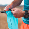 Hydrapak Velocity 1.5L highlighting its ability to be turned inside out, a rare but crucial feature for thorough and effortless cleaning.