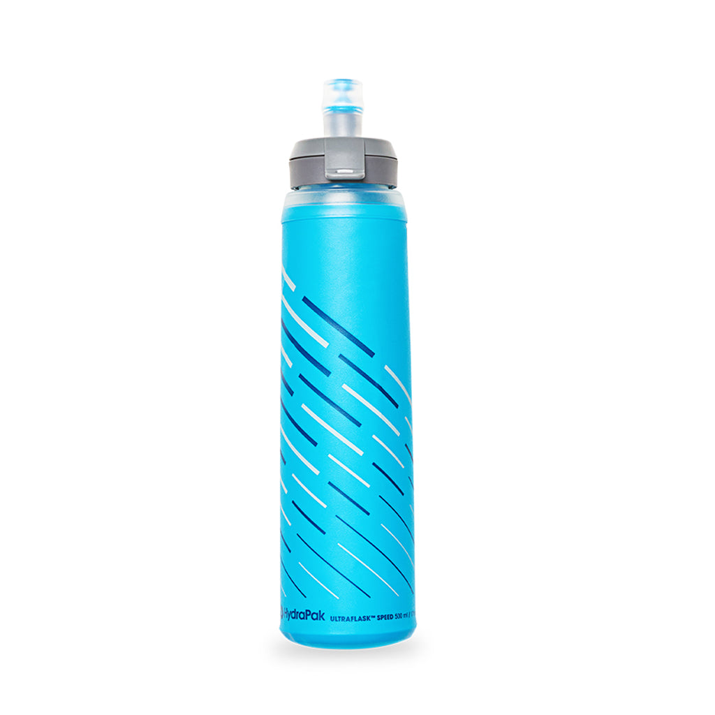 Malibu Blue Hydrapak Ultraflask Speed 500ml: A lightweight and collapsible soft flask for runners.